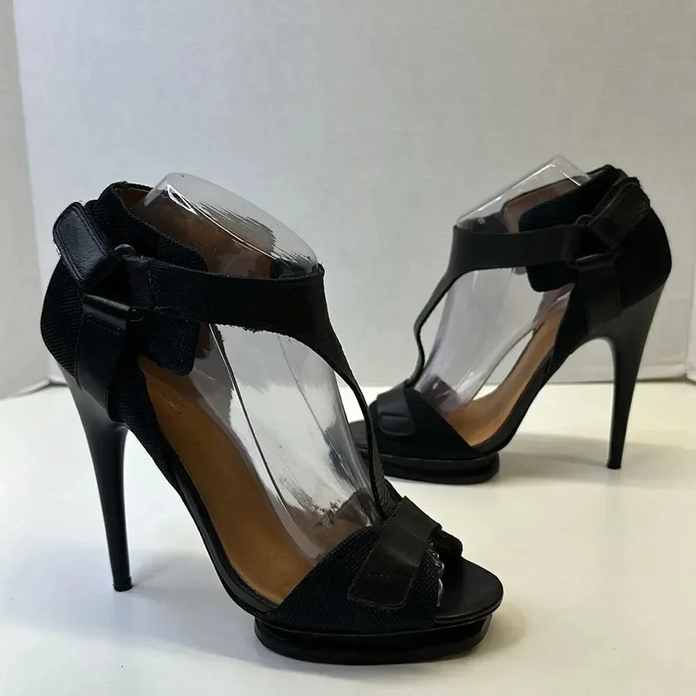 LAMB by Gwen Stefani High Heels Stiletto Platform Leather Shoes Black Size 8.5